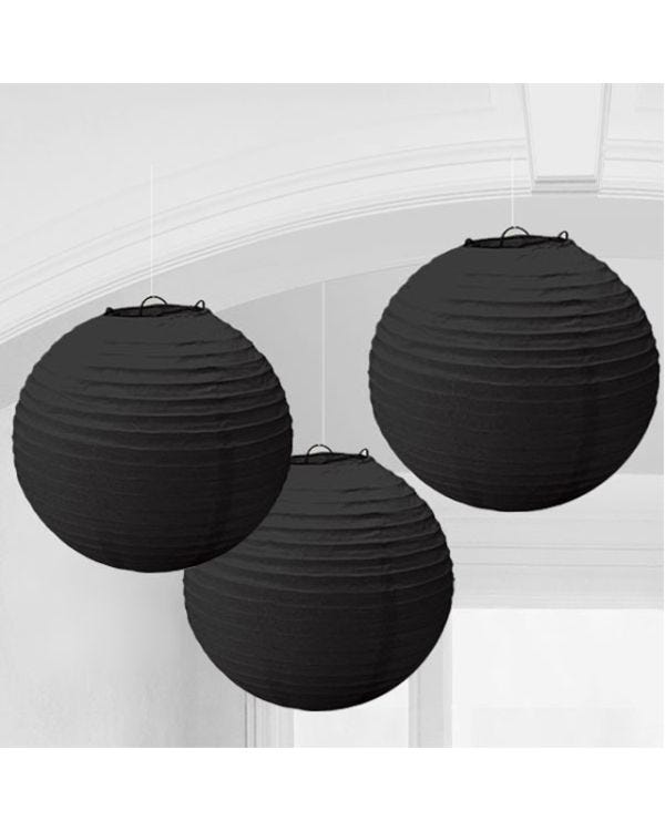 Black Paper Lantern Decorations - 24cm
