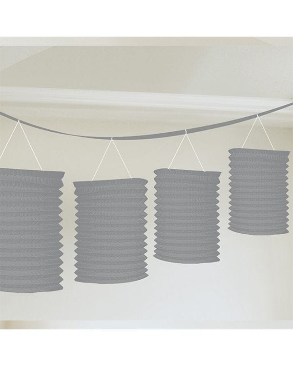 Silver Paper Lantern Garland Decoration - 3.7m
