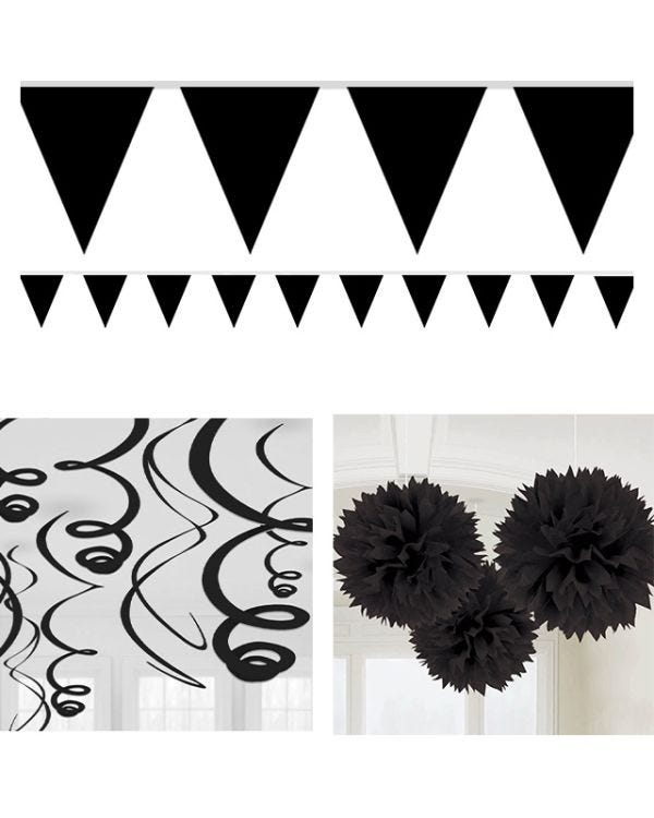 Black Pom Pom Party Decorating Kit