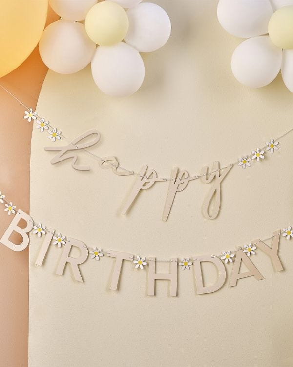Ditsy Daisy &#039;Happy Birthday&#039; Paper Letter Banners - 1.5m (2pk)
