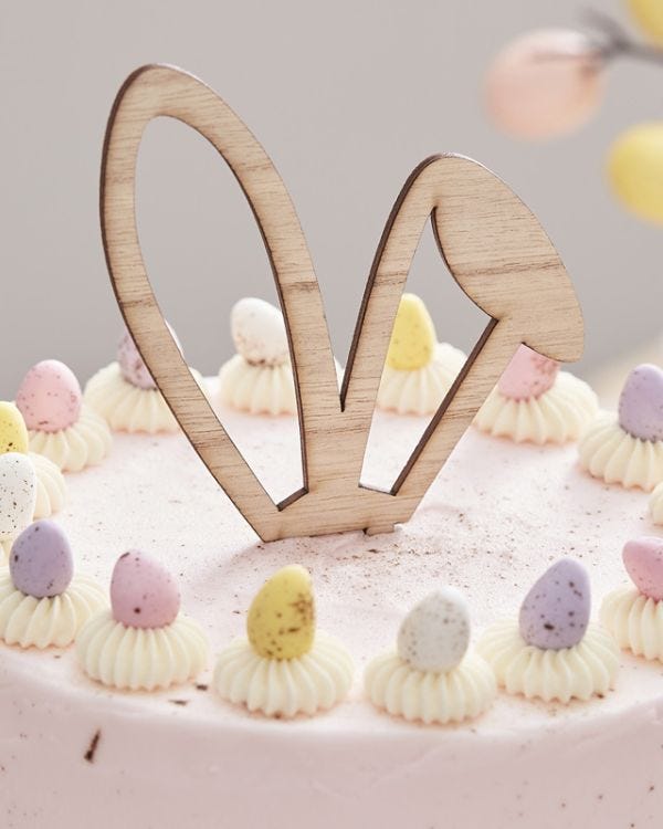 Wooden bunny Ears Cake Topper