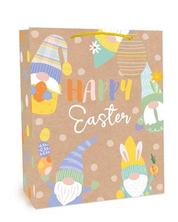 Kraft Easter Spots &amp; Gonks Large Gift Bag - 32cm x 26cm - Assorted Designs