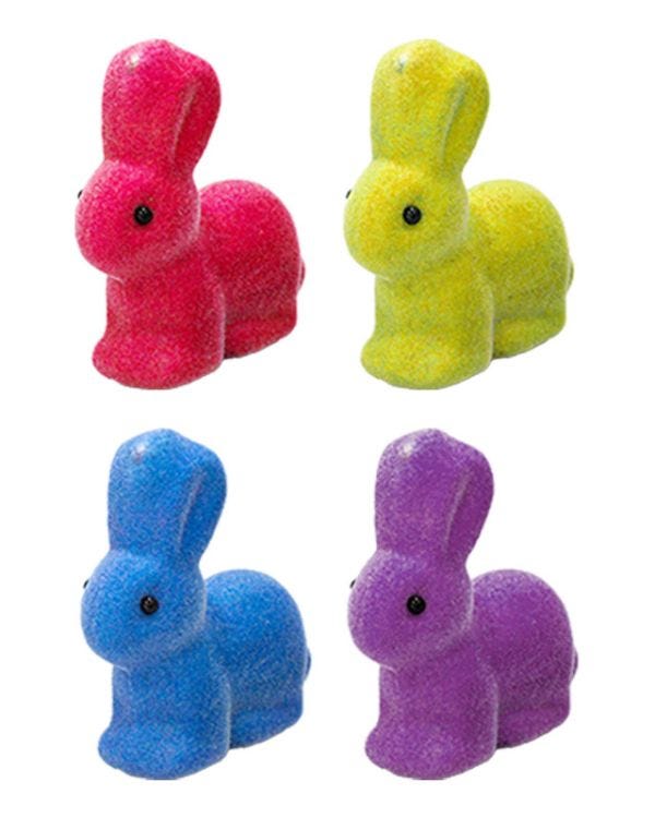 Mini Flocked Bunny Decorations 4pk