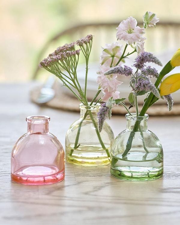 Pastel Floral Glass Vases (3pk)