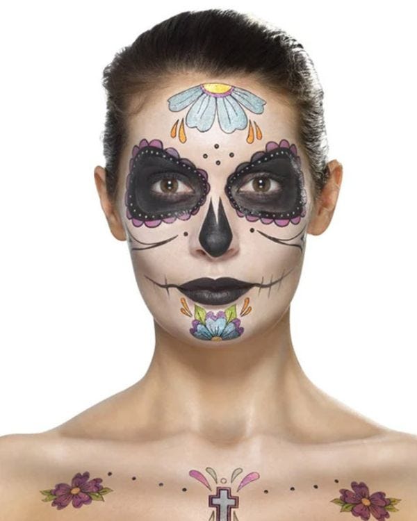 Day Of The Dead Face Tattoo Transfers Kit