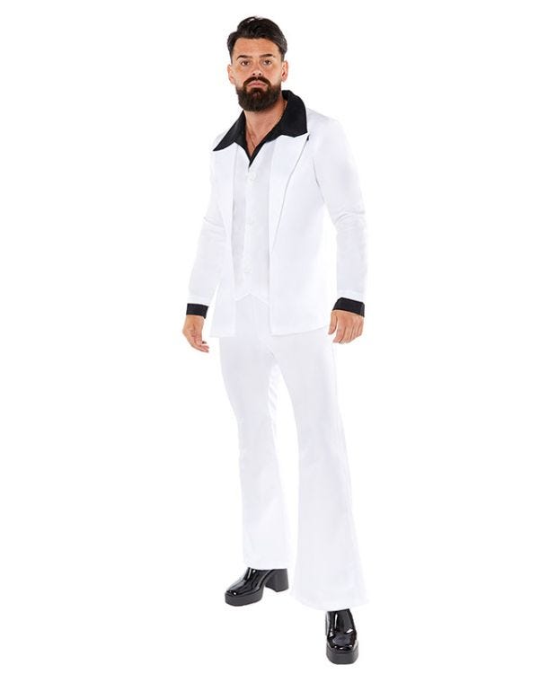 70&#039;s White Disco Suit - Adult Costume