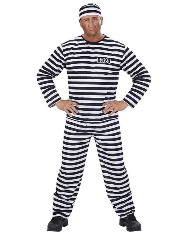 Black and White Convict - Adult Costume