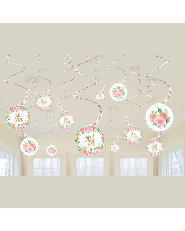 Floral Baby Hanging Swirl Decorations