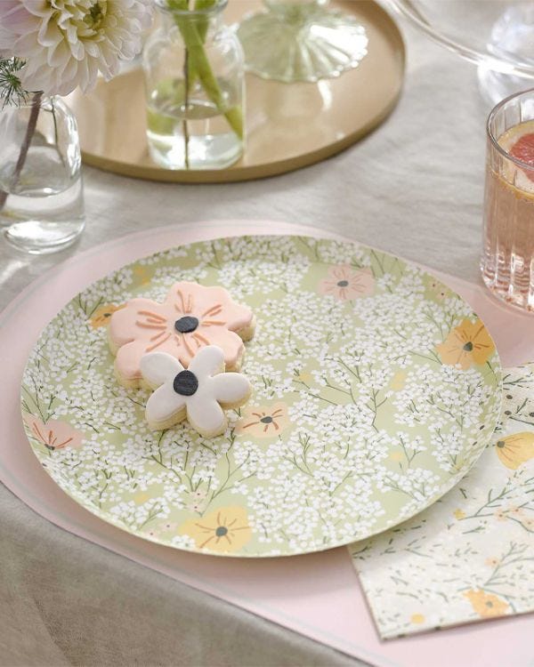 Floral Baby Paper Plates - 25cm (8pk)