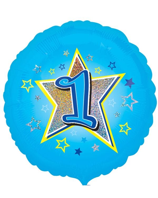 1st Birthday Blue Stars Balloon - 18&quot; Foil