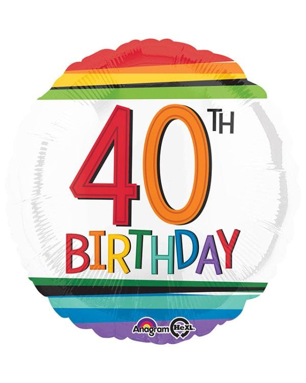 40th Birthday Rainbow Balloon - 18&quot; Foil