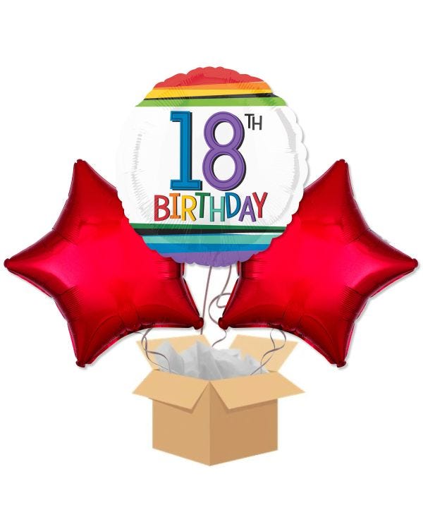 Red 18th Birthday Balloon Bouquet - Delivered Inflated