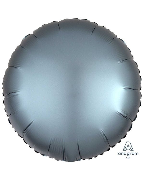 Steel Blue Satin Luxe Circle Foil Balloon - 18&quot; Unpackaged
