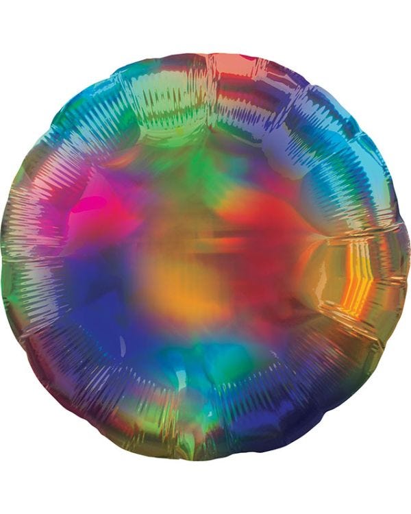 Rainbow Iridescent Circle Balloon - 18&quot; Foil - Unpackaged