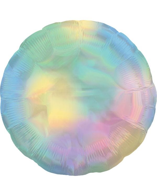 Pastel Rainbow Iridescent Circle Balloon - 18&quot; Foil - Unpackaged