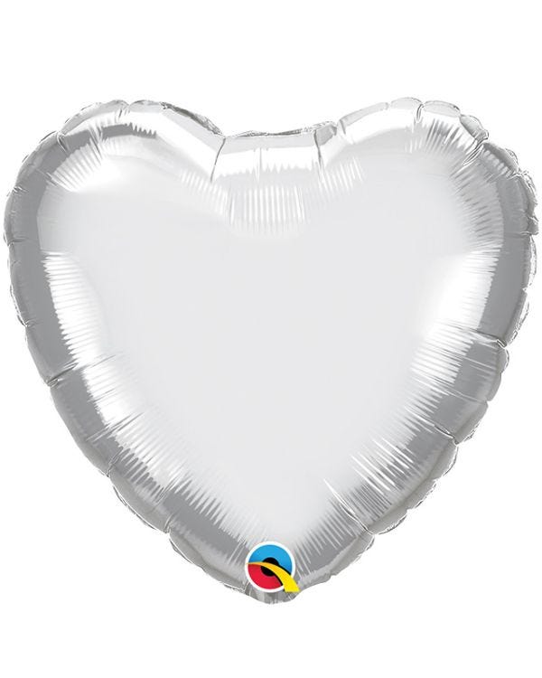 Silver Chrome Heart Balloon - 18&quot; Foil - Unpackaged
