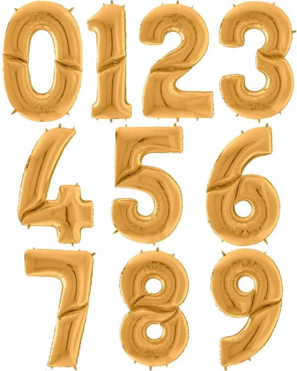 Gold Foil Number Balloons - 64&quot;