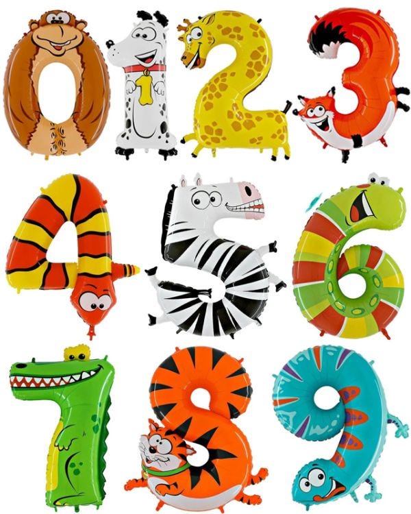 Animal Foil Number Balloons - 40&quot;