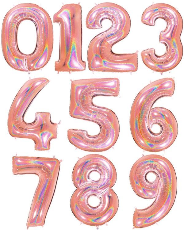 Glitter Rose Gold Foil Number Balloons - 40&quot;