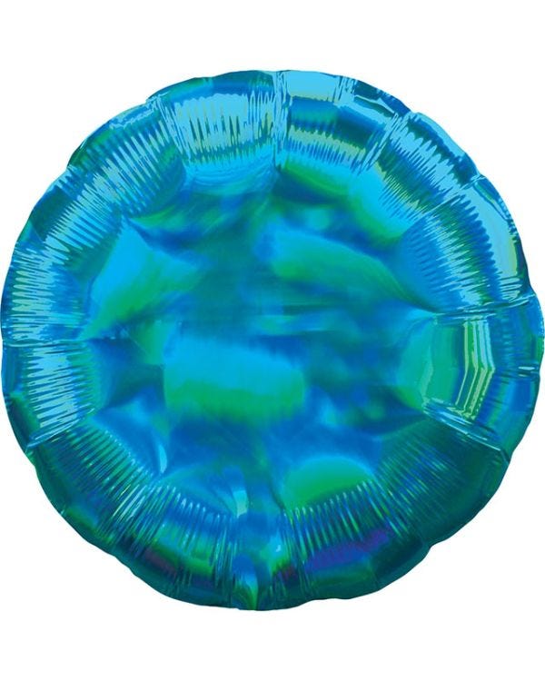 Cyan Iridescent Circle Balloon - 18&quot; Foil