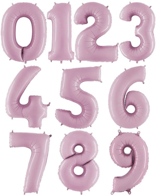 Pastel Pink Foil Number Balloons - 40&quot;