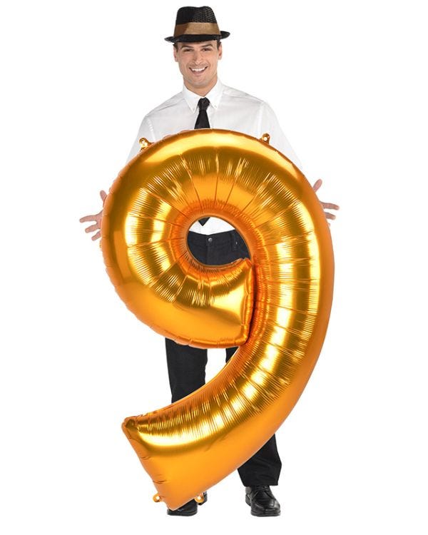 Gold Number 9 Balloon - 53&quot; Foil