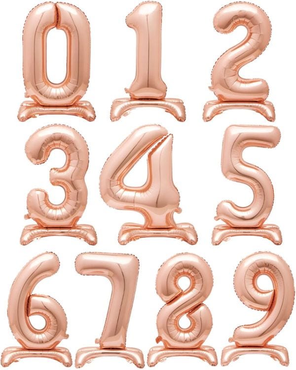 Rose Gold Standing Number Balloons - 30&quot; Air Fill
