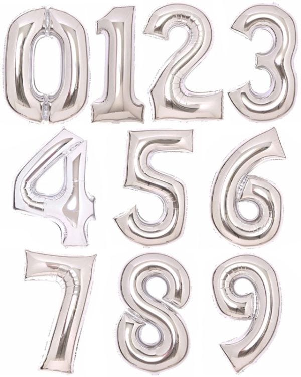 Silver Foil Number Balloons - 34&quot;
