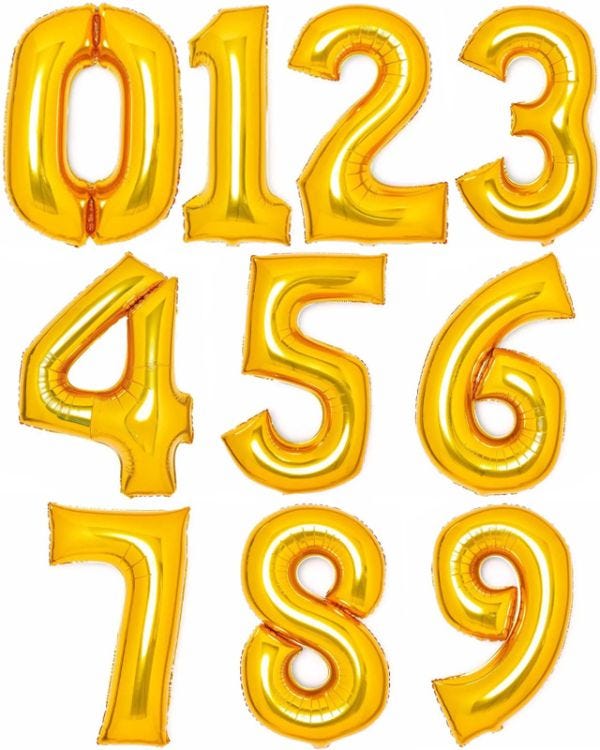 Gold Foil Number Balloons - 34&quot;