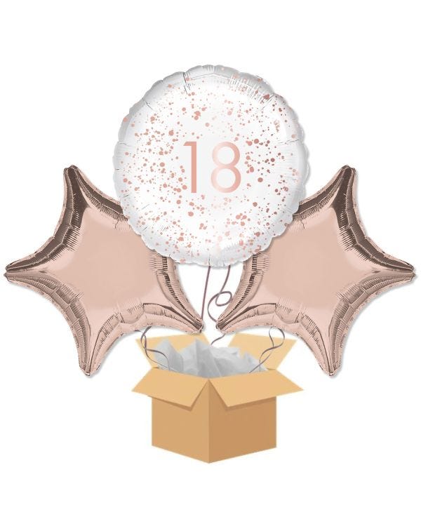 18th Birthday Rose Gold Balloon Bouquet - Delivered Inflated