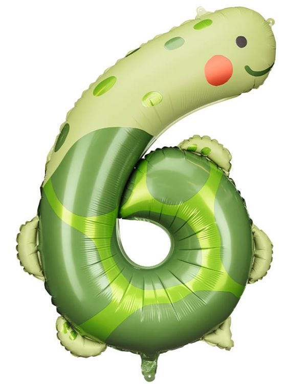 Turtle Number 6 Balloon - 34&quot; Foil