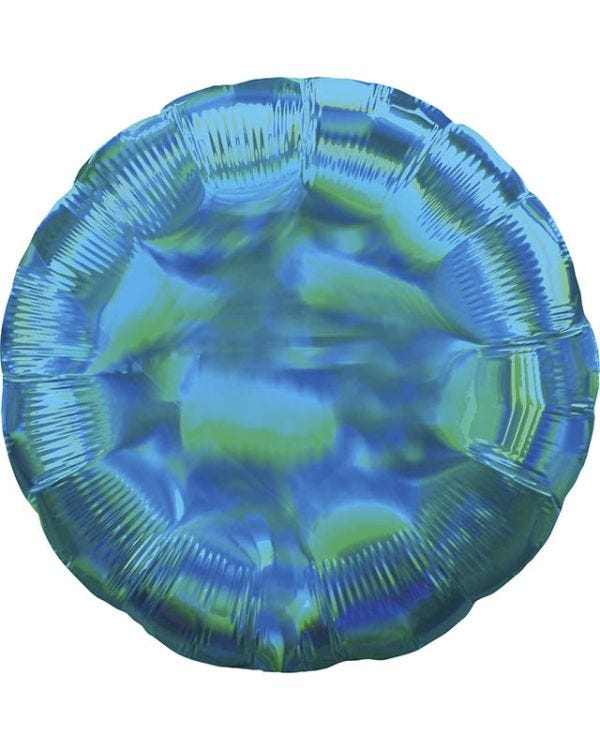 Iridescent Cyan Blue Round Balloon - 18&quot; Foil