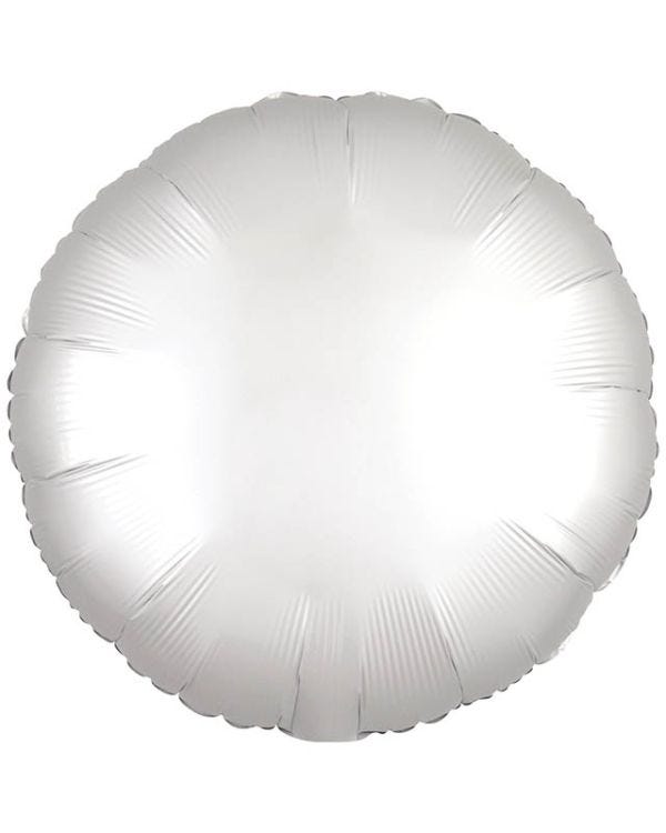 Silk Lustre White Round Balloon - 18&quot; Foil (Unpackaged)
