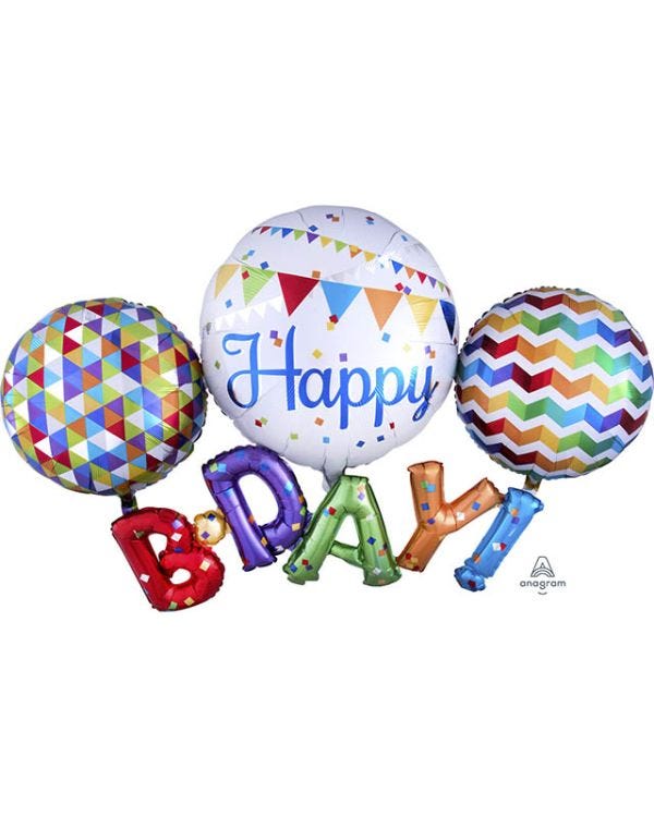 Happy Birthday Multi Foil Balloons - 56&quot; x 36&quot;