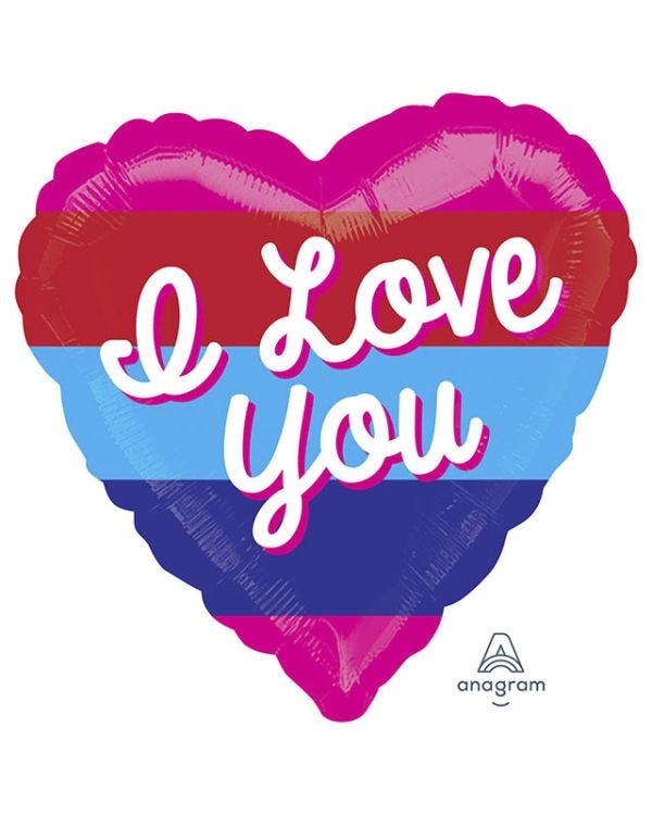 Love You Bright Stripes Colour Blast Balloon - 21&quot; Foil