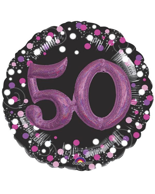Pink 50th Birthday 3D Balloon - 18&quot; Foil
