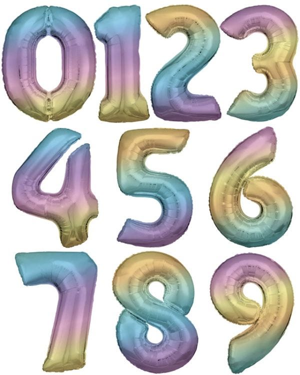 Rainbow Foil Number Balloons - 34&quot;