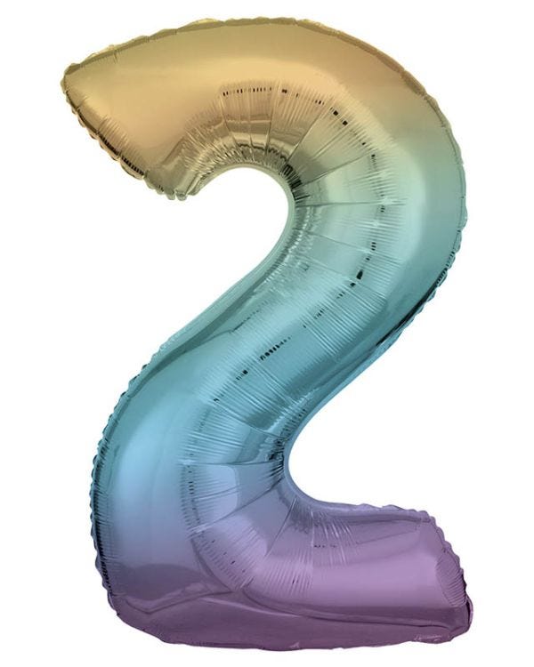 Pastel Rainbow Number 2 Balloon - 34&quot; Foil
