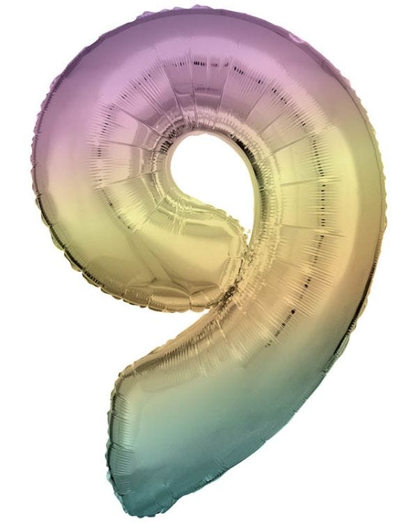 Pastel Rainbow Number 9 Balloon - 34&quot; Foil