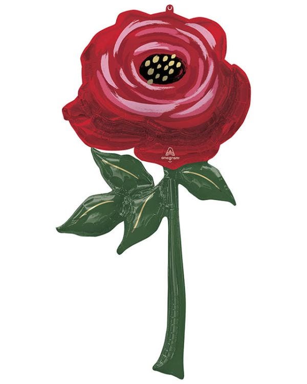 Red Rose Supershape Balloon - 62&quot;cm x 33cm Foil