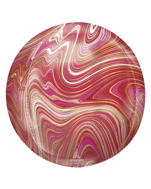 Red &amp; Pink Marbled Orbz Balloon - 16&quot;