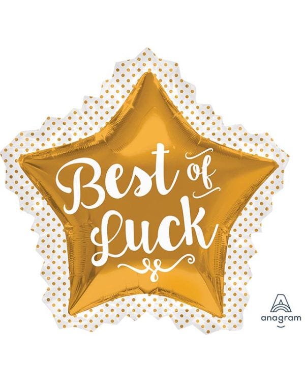 Best of Luck Supershape Balloon - 34&quot; x 32&quot; Foil