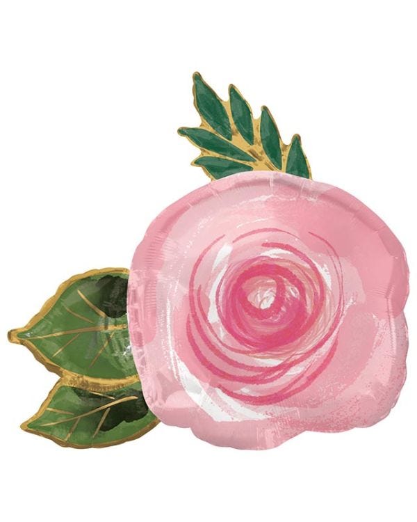 Bright Florals Pink Rose Supershape Balloon - 30&quot; x 29&quot; Foil