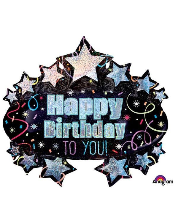 Brilliant Birthday Supershape Balloon - 31&quot; x 28&quot; Foil