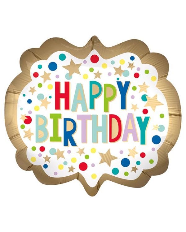 Gold Multi Dots Satin Supershape Balloon - 25&quot; x 22&quot; Foil
