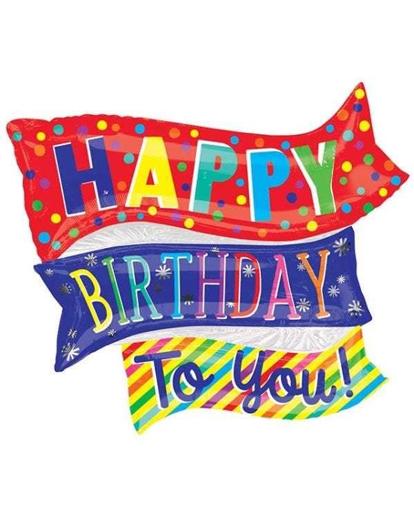 Happy Birthday To You Fun Flags Balloon - 32&quot; x 27&quot; Foil