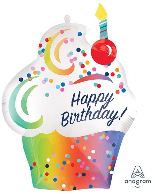 Rainbow Ombre Cupcake Supershape Balloon - 20&quot; x 27&quot; Foil
