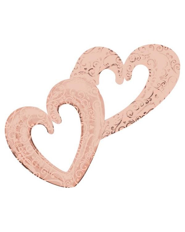 Rose Gold Interlocking Hearts Foil Balloon - 134cm x 91cm