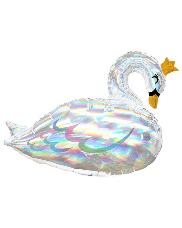 Swan Iridescent Supershape Balloon - 29&quot; x 22&quot; Foil