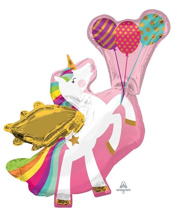 Winged Unicorn Supershape Balloon - 31&quot; x 34&quot; Foil